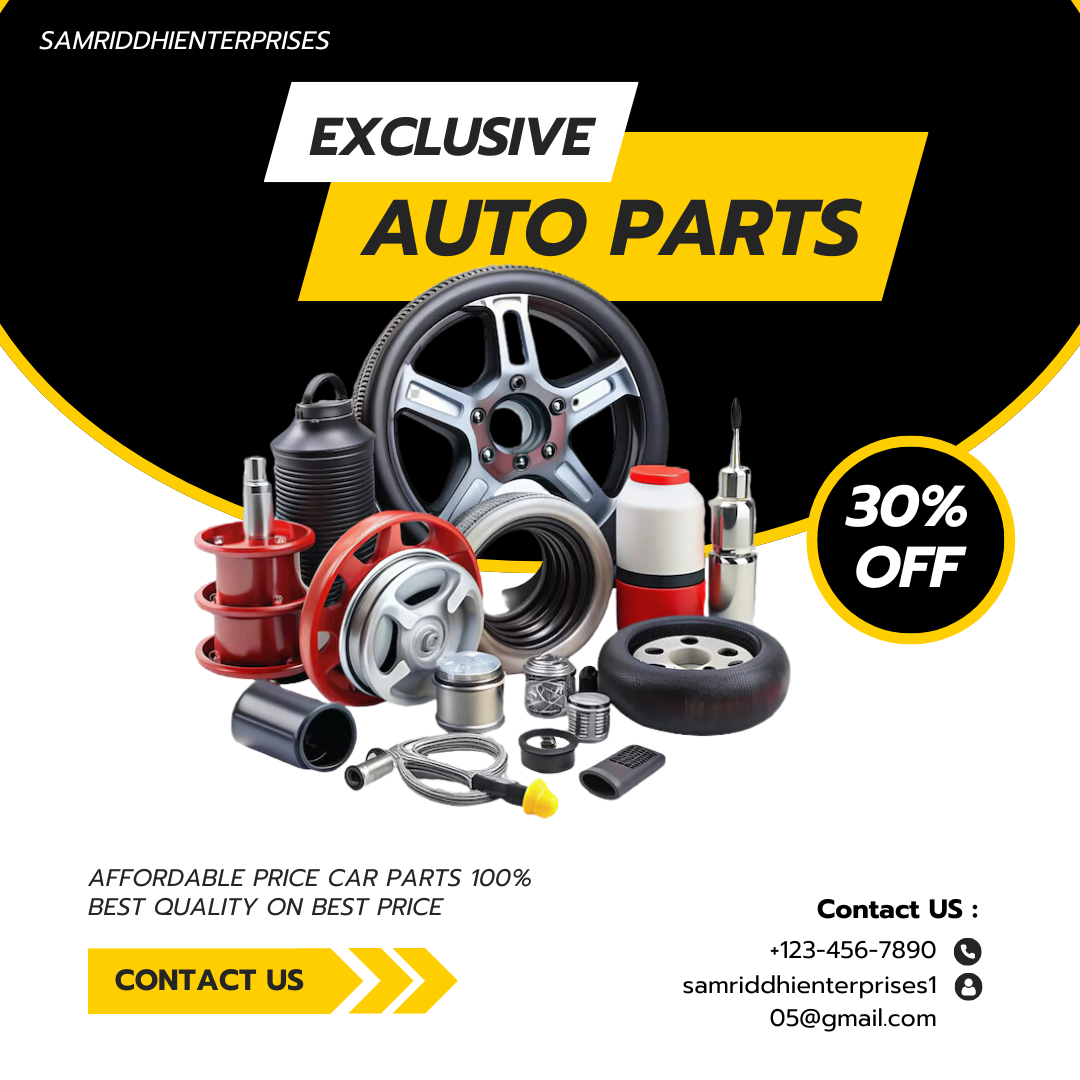 Black and White Illustrated Car Parts Retail Instagram Post